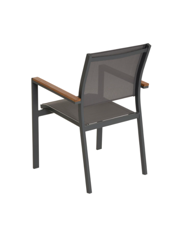 Záhradná stohovateľná kovová stolička, antracitová, sada 4ks