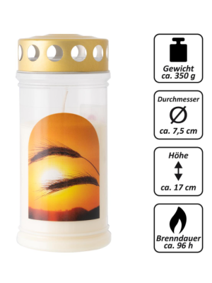 Plastová náhrobná sviečka klas, súprava 3 ks, 17 cm