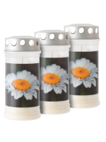 Plastová hrobová sviečka „kvetina“, sada 3 ks, 17 cm