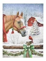 Nástenná maľba koňa a vrabca, LED, 30 x 40 cm