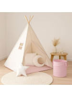 Detský stan teepee, ružovo/béžový, s príslušenstvom