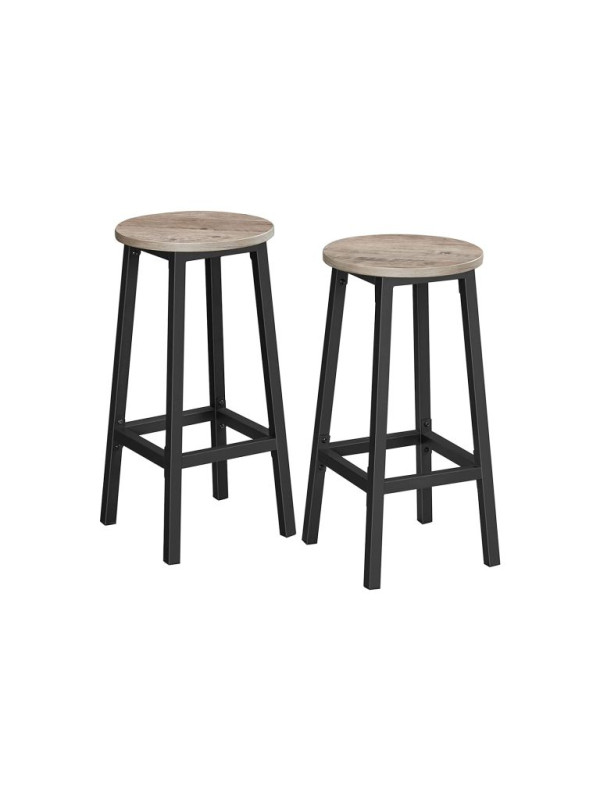 Barové stoličky 65 cm, sada 2 ks, priemyselná greige/čierna