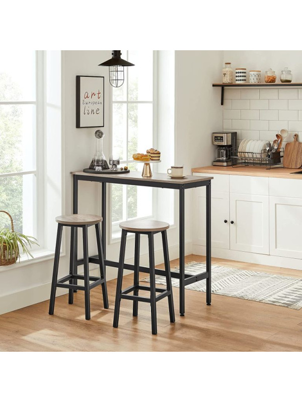 Barové stoličky 65 cm, sada 2 ks, priemyselná greige/čierna