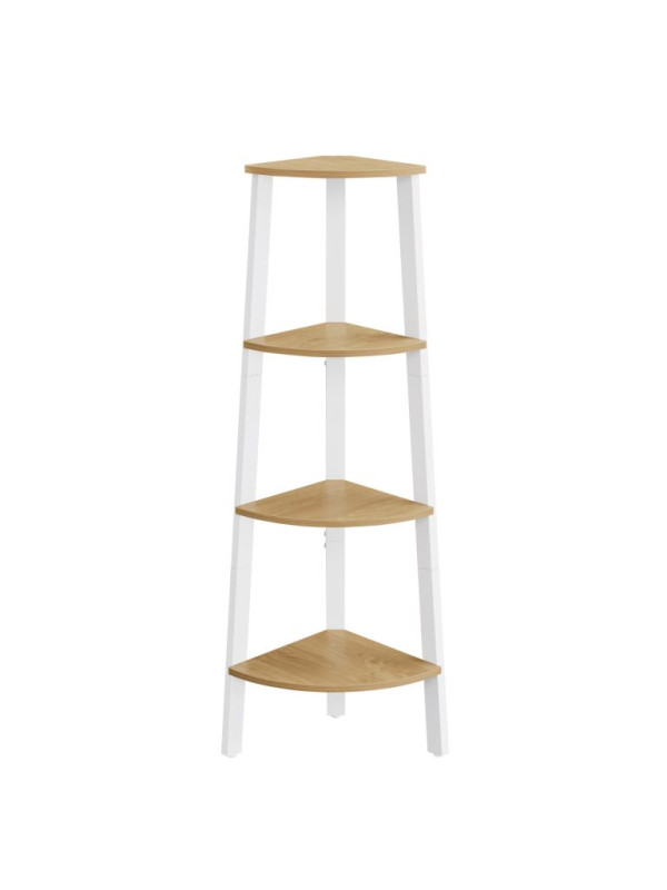 Dizajnová rohová polica, 4 police, zlatý dub/biela