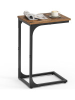 Bočný stolík v tvare C, rustikálny hnedý/čierny