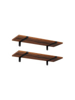 Nástenné police, 2 kusy, 60×20 cm, rustikálna hnedá/čierna