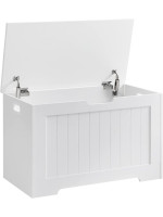 Biela úložná lavica s sedadlom a vekom, 76 × 48 × 40 cm