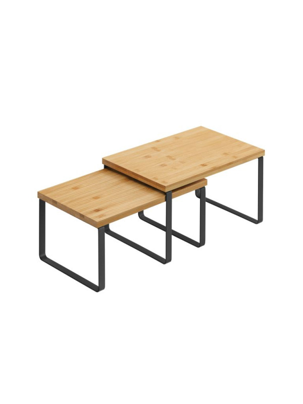 Stohovateľné bambusové police na kuchynskú linku, súprava 2