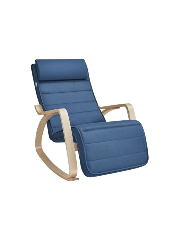 Hojdacia stolička s opierkou na nohy a vankúšom, tmavomodrá
