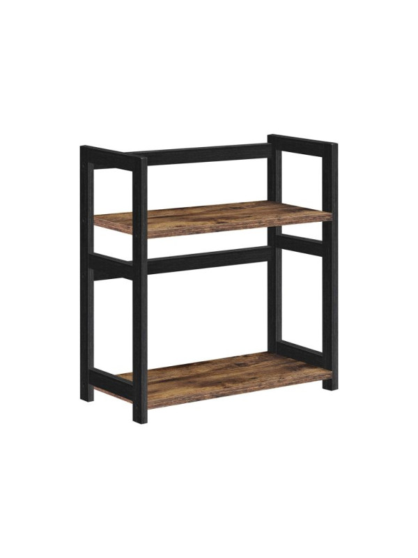 Dvojposchodový stojan na korenie, bambus/čierny, 42x18x43 cm