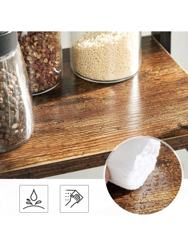 Dvojposchodový stojan na korenie, bambus/čierny, 42x18x43 cm