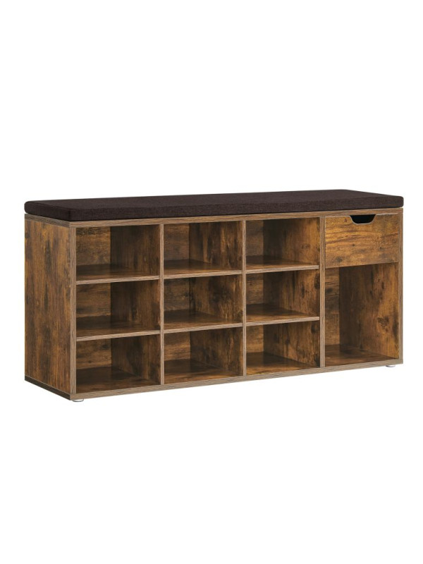 Lavica s botníkom a zásuvkou 104x30,5x48 cm rustikálna hnedá