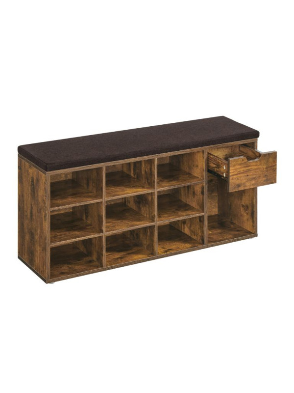 Lavica s botníkom a zásuvkou 104x30,5x48 cm rustikálna hnedá