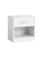 Moderný biely nočný stolík so zásuvkou a policou, 39x28x41