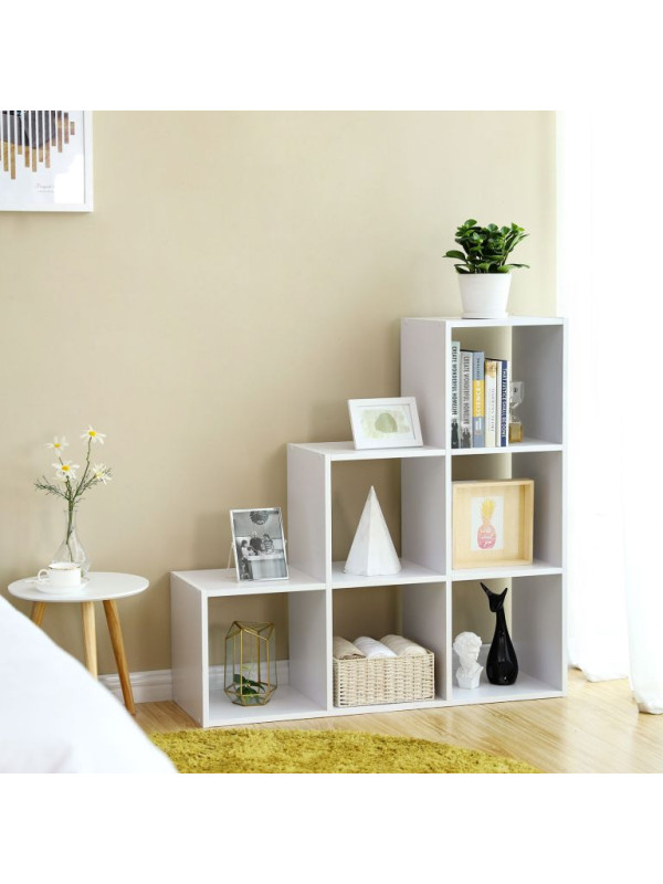 Biela policová jednotka s 6 priehradkami, 97,5 x 97,5 x 29