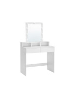 Toaletný stolík s LED osvetlením a úložným priestorom, biely