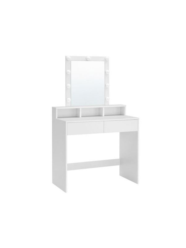 Toaletný stolík s LED osvetlením a úložným priestorom, biely