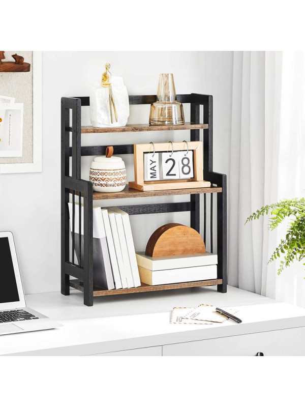 Trojposchodový organizér na korenie, vintage hnedá/čierna