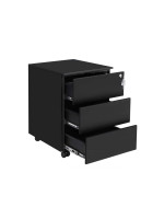 Kancelársky kontajner na kolieskach, 3 zásuvky, čierny, kov