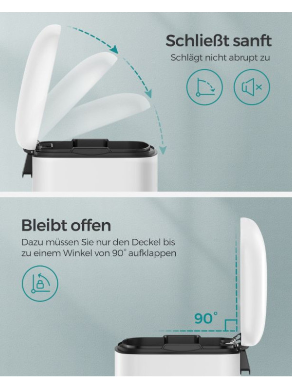 Kuchynský odpadkový kôš 30 l biely, pedál, tiché zatváranie