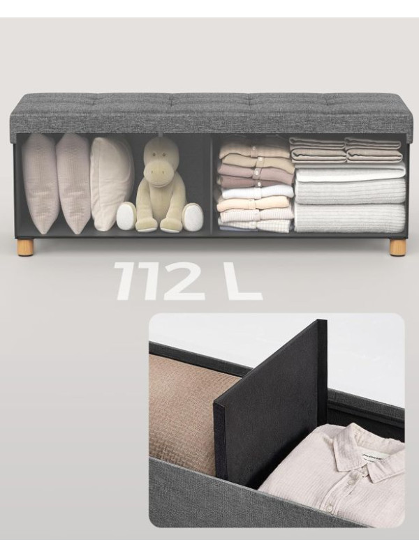 Lavica s úložným priestorom, tmavošedá, 110x38x40 cm