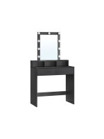 Toaletný stolík s LED osvetlením, čierny, 80x40x145 cm