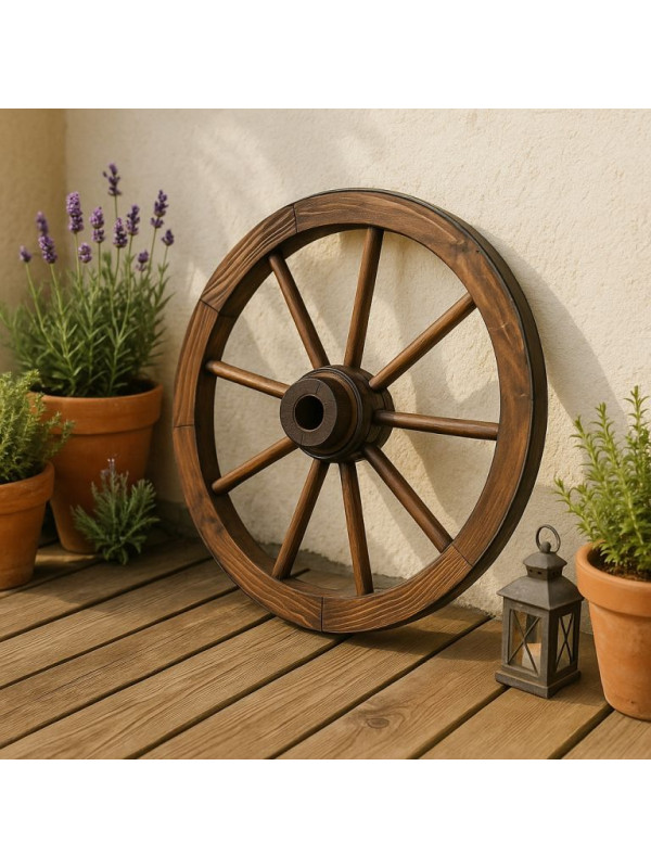 Dekoratívne drevené koleso 50 cm tmavohnedé, 8 lúčov, masív