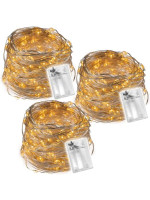 Sada LED reťazových svetiel, 3 kusy, 80 LED diód, batérie