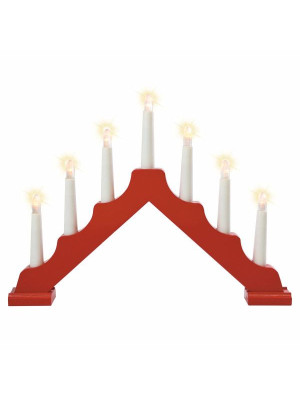 LED vianočný oblúkový svietnik z dreva, 7 teplých svetiel