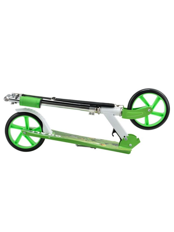 Detský kolobežka s veľkými kolesami a popruhom, zelená