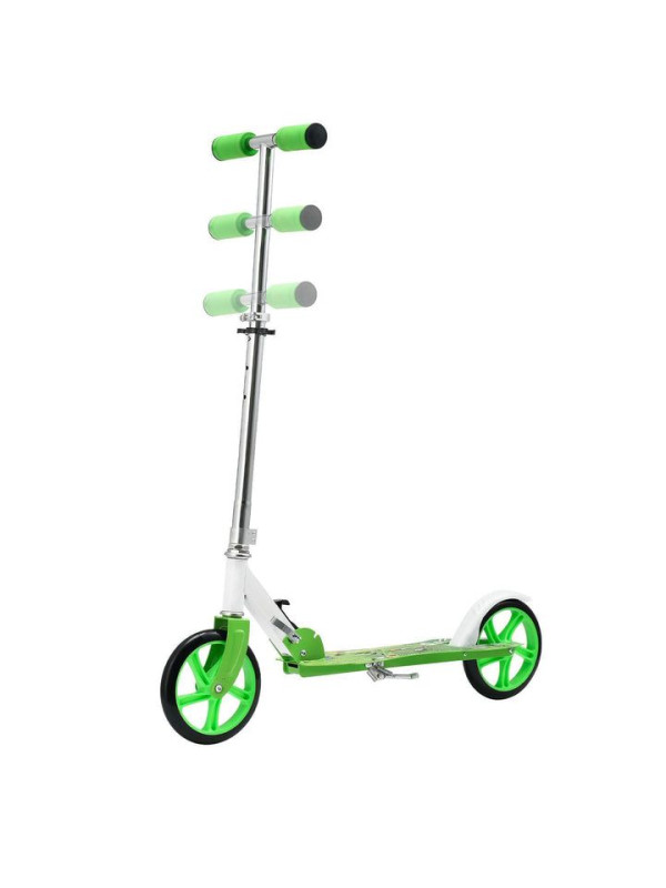 Detský kolobežka s veľkými kolesami a popruhom, zelená