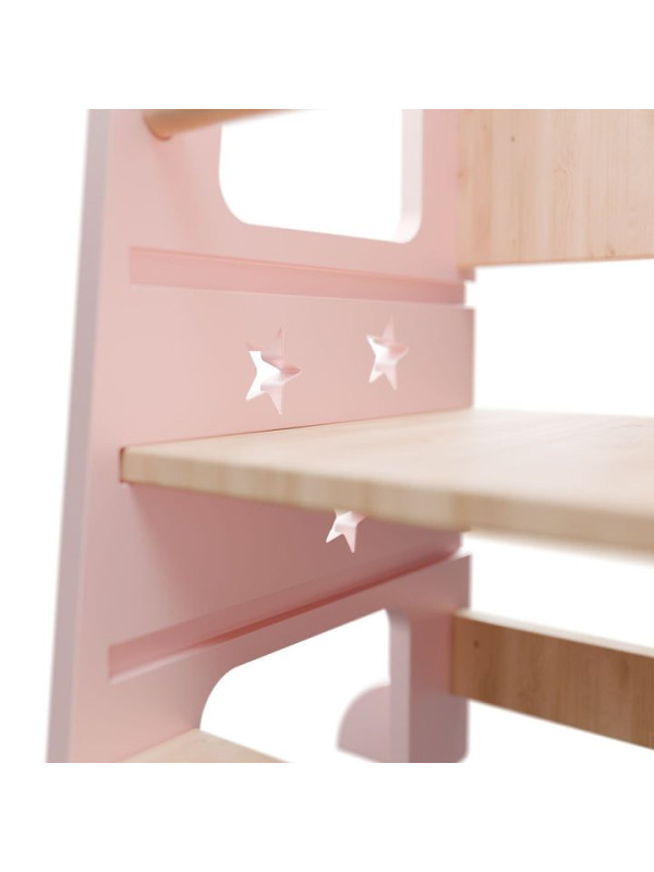Rastúca detská učebná veža, ružová, výškovo nastaviteľná