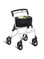 Vnútorný chodítko s podnosom a taškou, skladacie, biele