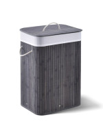 Bambusový košík na bielizeň s vekom, 72 l, sivý