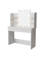 Toaletný stolík s LED osvetlením a zrkadlom, biely