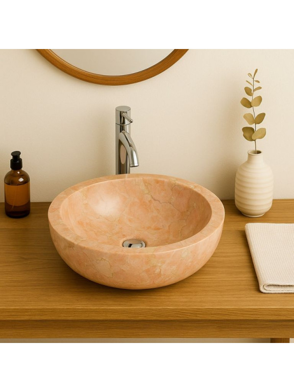 Umývadlo z prírodného kameňa Gemma 501 leštený mramor Ø 45 cm Yellow