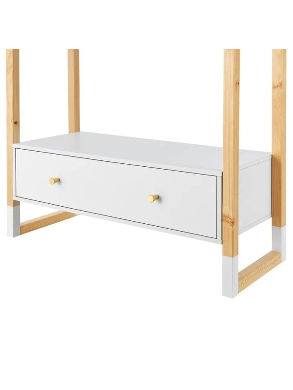 Otvorená skriňa so zásuvkou a policou