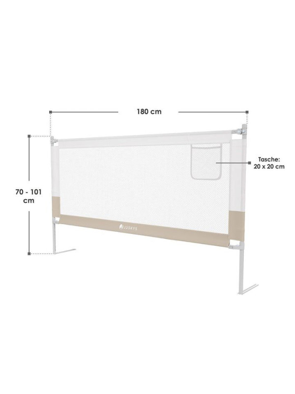 Detská zábrana na posteľ, 180 cm, výškovo nastaviteľná