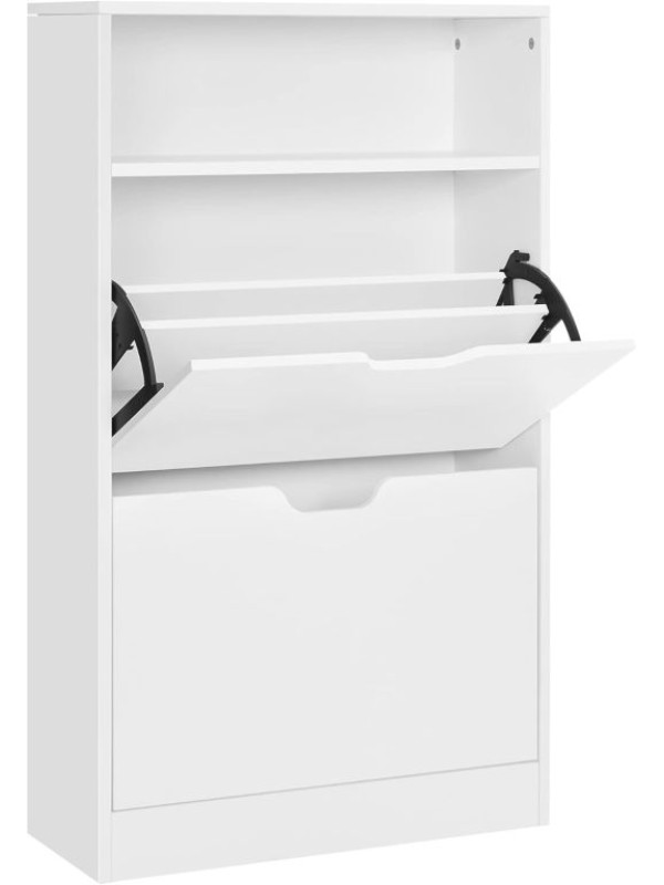 Biela skriňa na topánky s otočnými dvierkami a policou 60x24