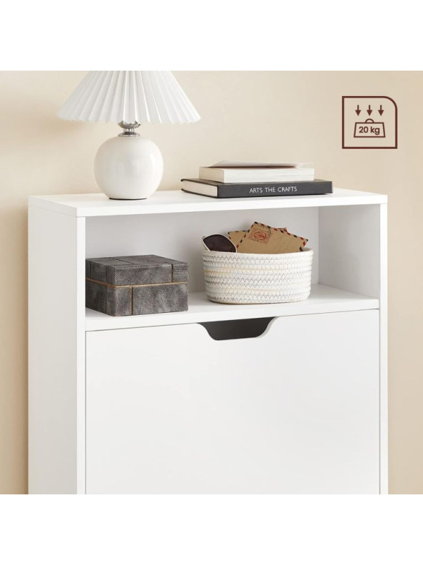 Biela skriňa na topánky s otočnými dvierkami a policou 60x24