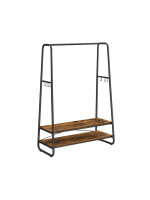 Vešiak na kabáty s policami a háčikmi, 100×45×160 cm, rustik