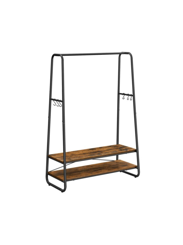 Vešiak na kabáty s policami a háčikmi, 100×45×160 cm, rustik