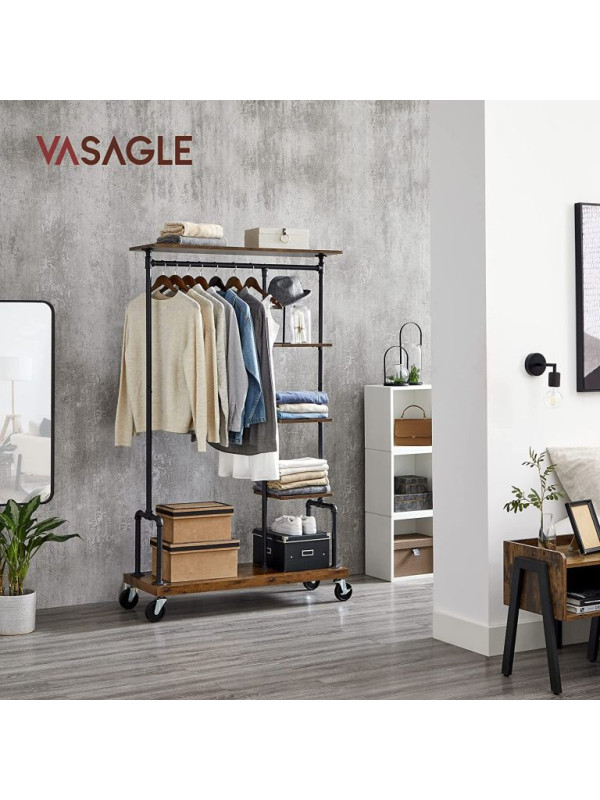 Vešiak na oblečenie s policami, 103,5 x 40 x 174 cm, rustik