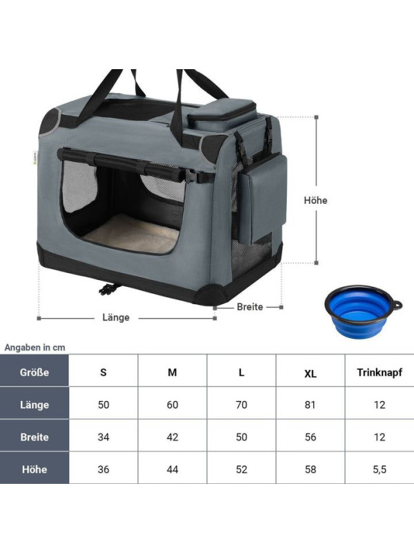 Skladací prepravný box pre psov do auta, veľkosť XL
