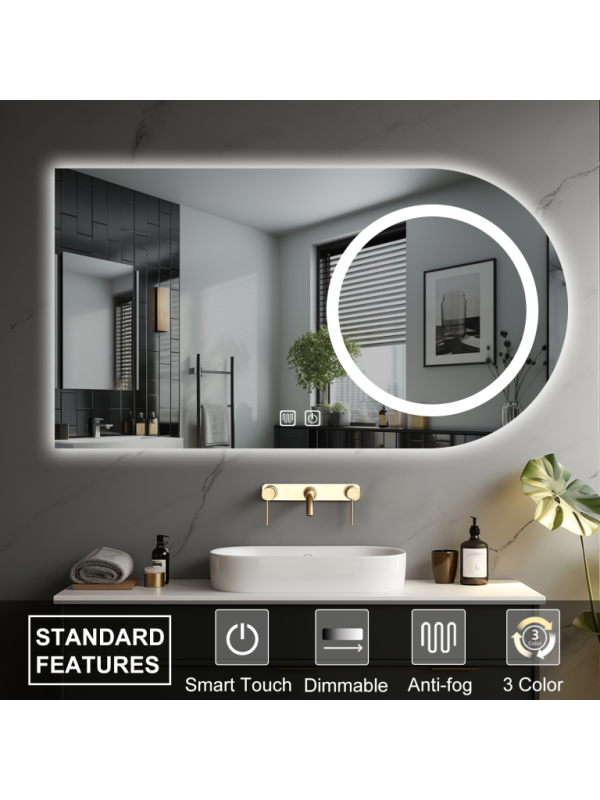 LED kúpeľňové zrkadlo 80×60 s odmlžovaním