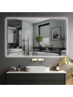 Luxusné LED zrkadlo do kúpeľne 90×70, hodiny a odmlžovanie