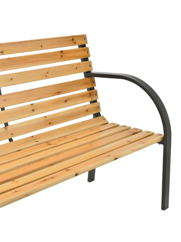 Záhradná lavička 120 cm, drevo/oceľ, 2-miestna