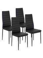 Sada jedálenských stoličiek z umelej kože, čierna, 4 kusy
