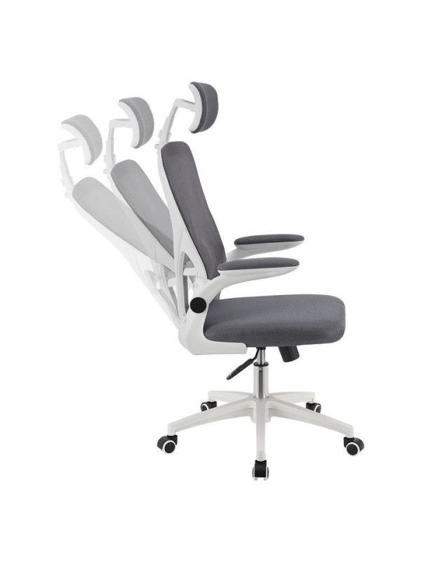 Ergonomická kancelárska stolička, sivá/biela, sieťovina
