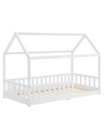 Domčeková posteľ 90x200 cm s bočnicou a roštom, biela